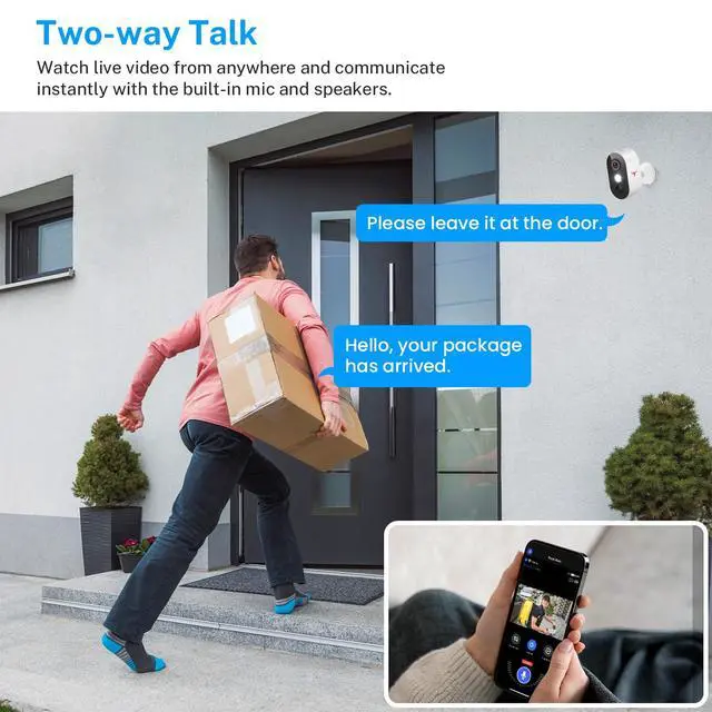 Alt view image 4 of 7 - ByteBlaz Wireless Outdoor Security Camera with Spotlights, Battery Powered, AI Human Detection, 2-Way Talk, Color Night Vision, Cloud Storage, 2.4G WiFi