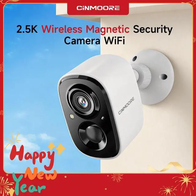 Alt view image 2 of 7 - CINMOORE 2.5K Security Camera Wireless Outdoor, Battery Powered Indoor Camera Free Person Detection, Magnetic Mount Cameras for Home Security, Color Night Vision, Spotlight, Siren Alarm, 2-Way Talk