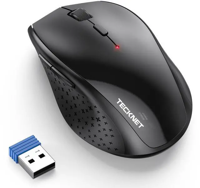 Main image of TECKNET Wireless Mouse, 2.4G USB Computer Mouse with 6-Level Adjustable 4800 DPI, 30 Months Battery, Ergonomic Grips, 6 Buttons Portable for PC, Chromebook, Mac (Black)