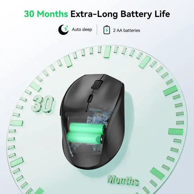 Alt view image 5 of 7 - TECKNET Wireless Mouse, 2.4G USB Computer Mouse with 6-Level Adjustable 4800 DPI, 30 Months Battery, Ergonomic Grips, 6 Buttons Portable for PC, Chromebook, Mac (Black)