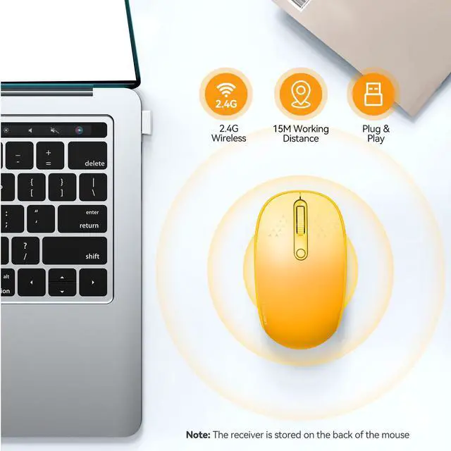 Alt view image 2 of 7 - TECKNET Wireless Mouse, 2.4G Quiet Computer Mouse with USB Receiver, 4 Buttons Portable Cordless Mice for Chromebook, Laptop, PC, Mac, 800/1200/1600 DPI