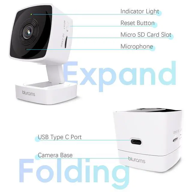 Alt view image 5 of 7 - blurams 2.4G/5G Cameras for Home Security, 2K Pet Camera Indoor with Phone App, Window Security Camera w/Motion Detection, 2-Way Talk, IR Night Vision
