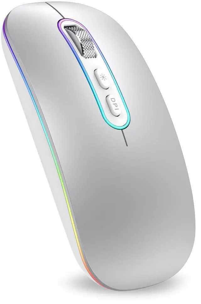 Main image of cimetech Rechargeable Wireless Mouse, 2.4G & BT Slim Mouse for MacBook with USB Receiver, Silent Click, 1600 DPI for Office Travel Mac Air Pro/PC/Laptop/Computer