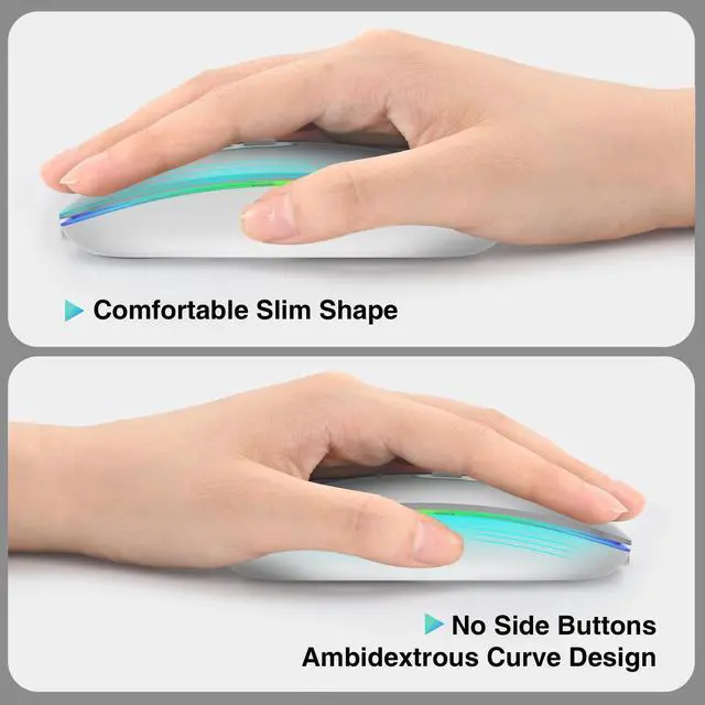 Alt view image 5 of 6 - cimetech Rechargeable Wireless Mouse, 2.4G & BT Slim Mouse for MacBook with USB Receiver, Silent Click, 1600 DPI for Office Travel Mac Air Pro/PC/Laptop/Computer