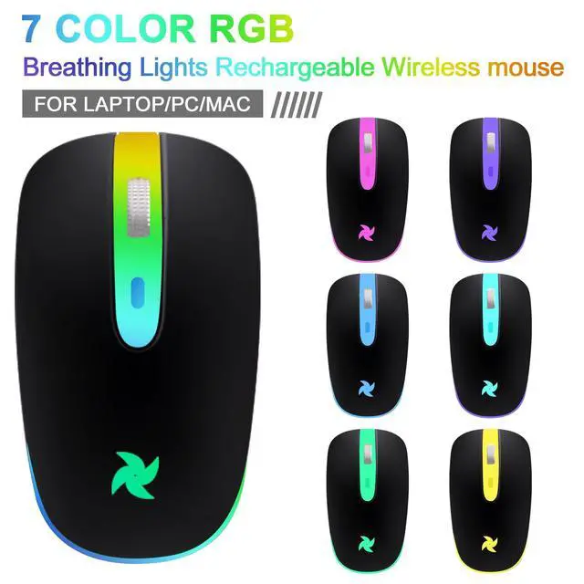 Alt view image 5 of 7 - HZD LED Wireless Mouse, Slim Silent Rechargeable Mouse for Laptop, 2.4G Portable USB Optical Mouse with Type C Adapter, 3 Adjustable DPI Levels 1600/1200/800 for Tablet/Computer Black