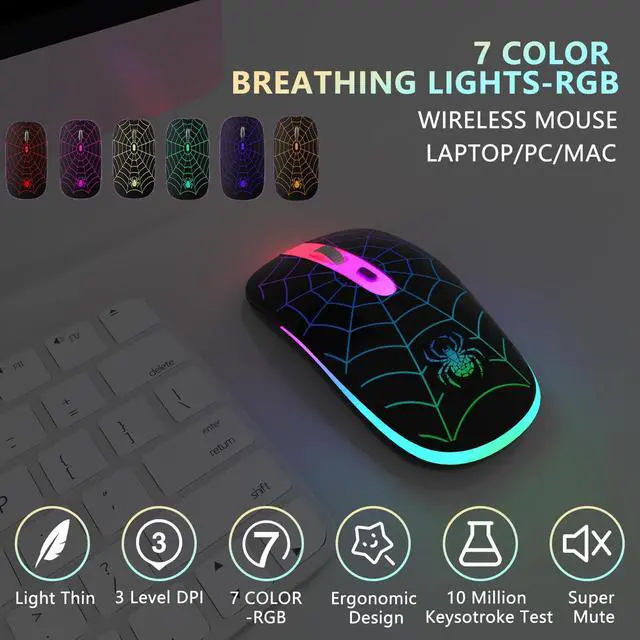 Alt view image 2 of 7 - FUWANG Wireless Mouse, Rechargeable LED Bluetooth Wireless Mouse, Portable USB Optical 2.4G Wireless Bluetooth Two Mode Computer Mice with USB & Type-c Receiver