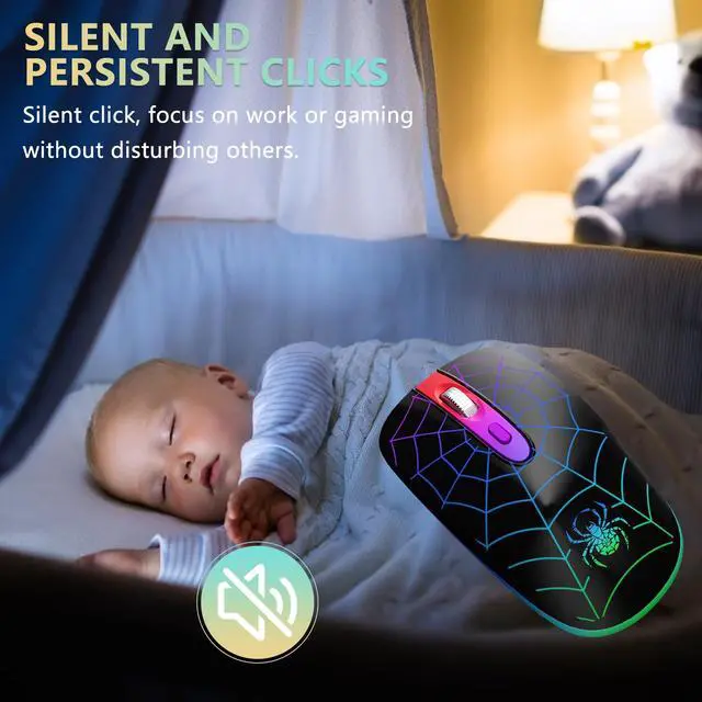 Alt view image 5 of 7 - FUWANG Wireless Mouse, Rechargeable LED Bluetooth Wireless Mouse, Portable USB Optical 2.4G Wireless Bluetooth Two Mode Computer Mice with USB & Type-c Receiver