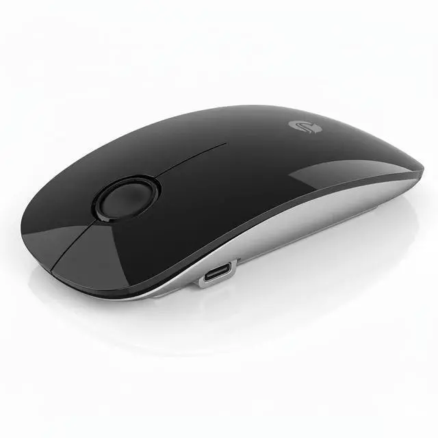 Main image of RAPIQUE Bluetooth Wireless Mouse, Dual Bluetooth & 2.4G, Type-C Rechargeable, Silent Click, Slim Symmetrical Design, Portable for Laptop/iPad/MacBook/Desktop/Windows/macOS Black
