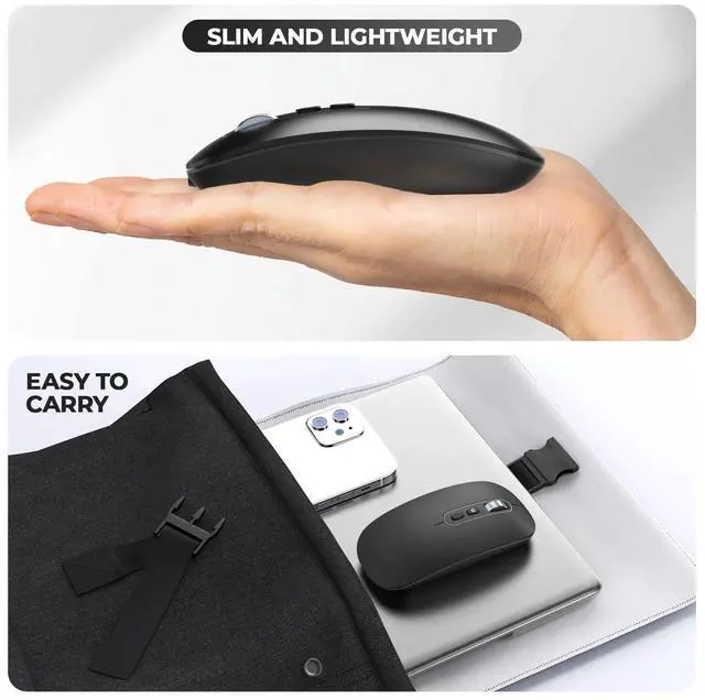 Alt view image 4 of 7 - RaceGT USB C Wireless Mouse, Rechargeable Dual-Mode Mouse(Type-c and Bluetooth), Silent Bluetooth Mice for MacBook Air/Pro, Slim Portable Travel Mice for iPad Mac Laptop PC Computer