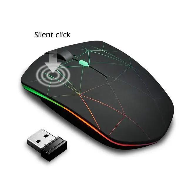 Alt view image 3 of 7 - Rechargeable Wireless Mouse, Illuminating Backlit Powered by Li-Polymer Battery, Optical Sensor, Nano USB Receiver,3 Stages DPI Speed, 4 Buttons for PC, Laptop, Tablet, MacBook etc. (Net illuminating)