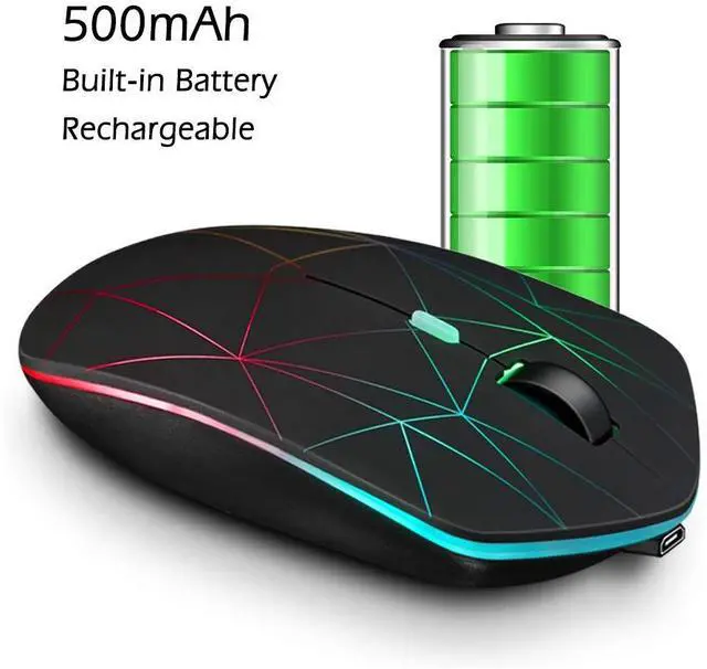Alt view image 5 of 7 - Rechargeable Wireless Mouse, Illuminating Backlit Powered by Li-Polymer Battery, Optical Sensor, Nano USB Receiver,3 Stages DPI Speed, 4 Buttons for PC, Laptop, Tablet, MacBook etc. (Net illuminating)