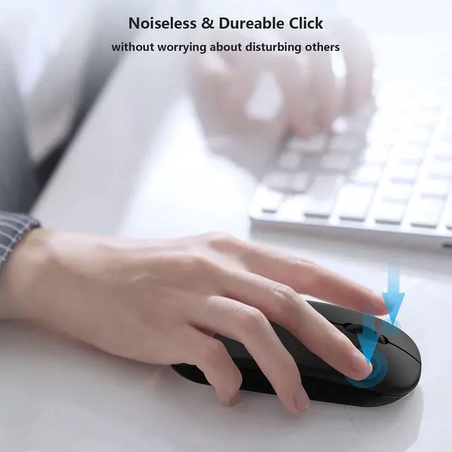 Alt view image 5 of 7 - Wireless Bluetooth Mouse for Apple iPad iPhone MacBook Android Samsung Tablet Phone Dual-Mode Rechargeable 2.4G Portable Computer Mice for Windows Laptop Notebook PC Mac Desktop USB Receiver (Black)