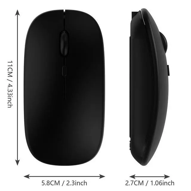 Alt view image 7 of 7 - Wireless Bluetooth Mouse for Apple iPad iPhone MacBook Android Samsung Tablet Phone Dual-Mode Rechargeable 2.4G Portable Computer Mice for Windows Laptop Notebook PC Mac Desktop USB Receiver (Black)