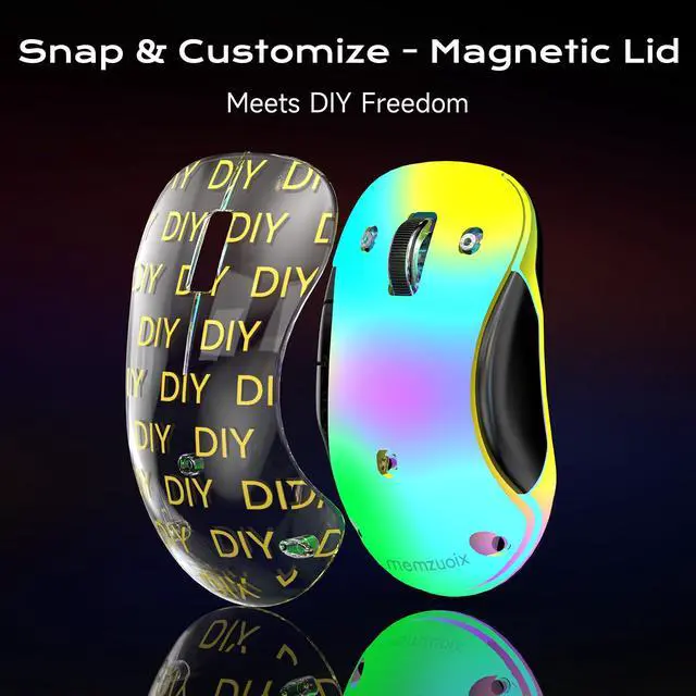 Alt view image 7 of 7 - memzuoix 2.4G Aesthetic Wireless Mouse - Customizable Covers & LED Mood Lighting - Rechargeable Ergonomic Design, 5 Buttons, 1200 DPI for Office, Laptop, Mac - White