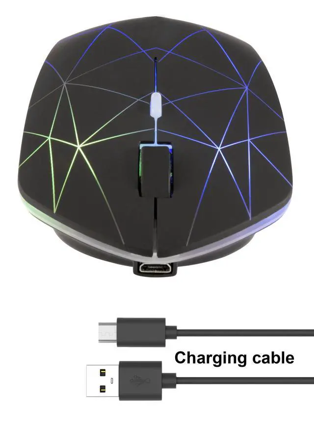 Alt view image 6 of 7 - Rechargeable Wireless Mouse, Illuminating Backlit Powered by Li-Polymer Battery, Optical Sensor, Nano USB Receiver,3 Stages DPI Speed, 4 Buttons for PC, Laptop, Tablet, MacBook etc. (Net illuminating)