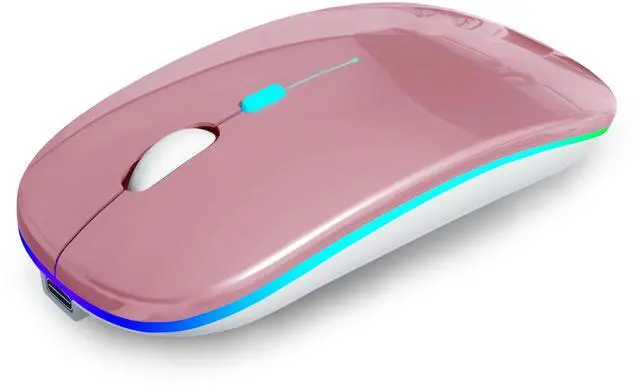 Main image of AIKOKOK Wireless Bluetooth Mouse Rechargeable Laptop Mice with LED Use Portable(BT5.2 and USB 2.4G) Dual Mode Connection Silent Slim Computer Mouse for Laptop/iPad Tablet/Apple MacBook/PC (Rose Gold)