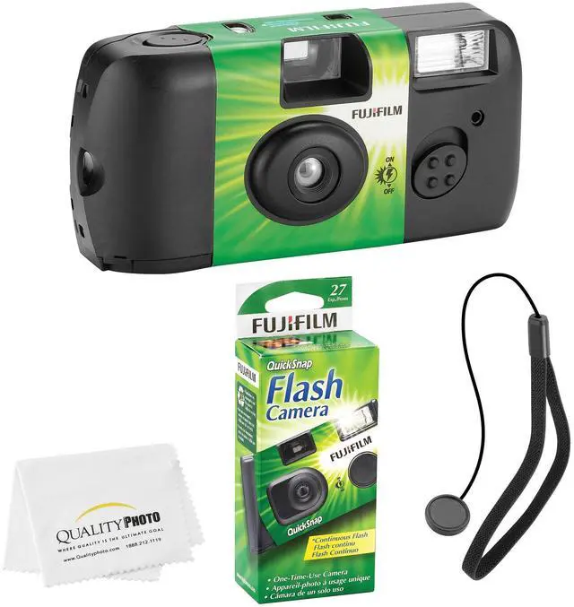 Main image of QuickSnap Flash 400 Disposable 35mm Camera (1 Pack) Bonus Hand Strap + Quality Photo Microfiber Cloth