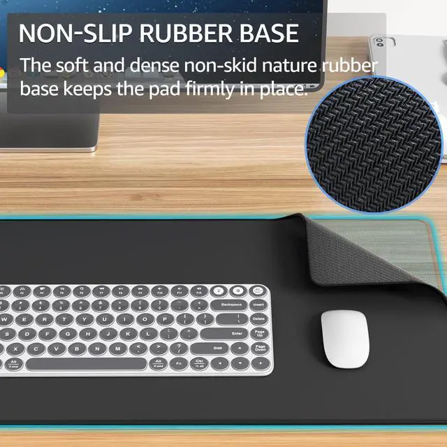 Alt view image 4 of 6 - Large Gaming Mouse Pad with Superior Micro-Weave Cloth, 31.5"x11.8" Extended Desk Pad with Stitched Edges, Non-Slip Base, Waterproof Keyboard Mat for Office & Home, Black