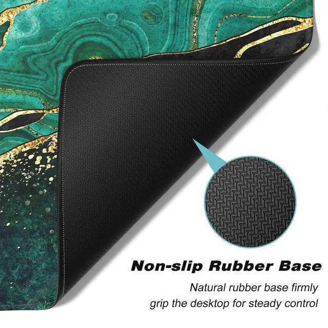Alt view image 4 of 7 - Extended Large Mouse Pad, XXL Gaming Mousepad 31.5 x 15.7 Inch, Big Computer Keyboard Desk Pad, Waterproof Mouse Mat with Stitched Edges and Non-Slip Base for Office Gaming, Green Marble