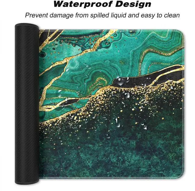 Alt view image 6 of 7 - Extended Large Mouse Pad, XXL Gaming Mousepad 31.5 x 15.7 Inch, Big Computer Keyboard Desk Pad, Waterproof Mouse Mat with Stitched Edges and Non-Slip Base for Office Gaming, Green Marble