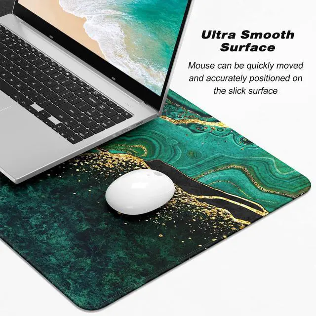 Alt view image 3 of 7 - Extended Large Mouse Pad, XXL Gaming Mousepad 31.5 x 15.7 Inch, Big Computer Keyboard Desk Pad, Waterproof Mouse Mat with Stitched Edges and Non-Slip Base for Office Gaming, Green Marble