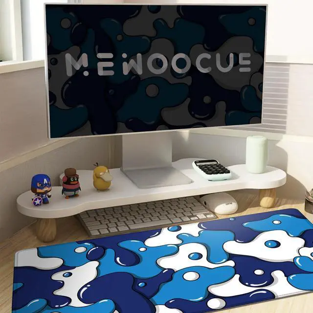 Alt view image 3 of 7 - Gaming Mouse Pad for Desk,Large Cute Mousepad Laptop,Japanese Geometric Blue Anime Mouse Mat,Long XXL Waterproof Keyboard Pads,Big Non-Slip Mouse Pads for Game Office Home31.5 x 15.7 in