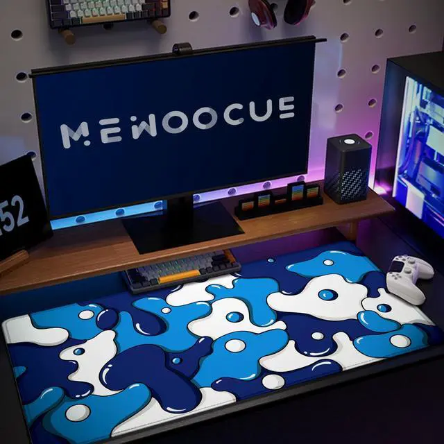 Alt view image 7 of 7 - Gaming Mouse Pad for Desk,Large Cute Mousepad Laptop,Japanese Geometric Blue Anime Mouse Mat,Long XXL Waterproof Keyboard Pads,Big Non-Slip Mouse Pads for Game Office Home31.5 x 15.7 in