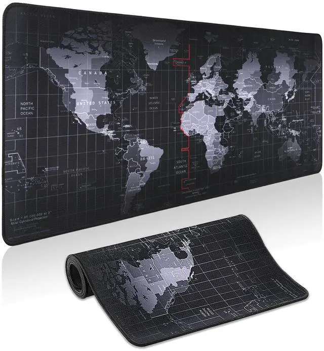 Main image of Mouse Pad Gaming - Desk Mat for Keyboard and Mouse - Black World Map Large Mouse Pads for Desk, Gaming Mousepad with Non-Slip Base, Desks Pad (31.5" X 11.8") for Game, Office and Home