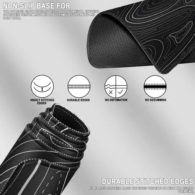 Alt view image 3 of 7 - Large Gaming Mouse Pad, Waterproof Extra Large Mousepad with Stitched Edges, 31.5" x 15.7" Non-Slip Rubber Base Office Big Long Keyboard Pad for Office Gamer Home XXL, Black