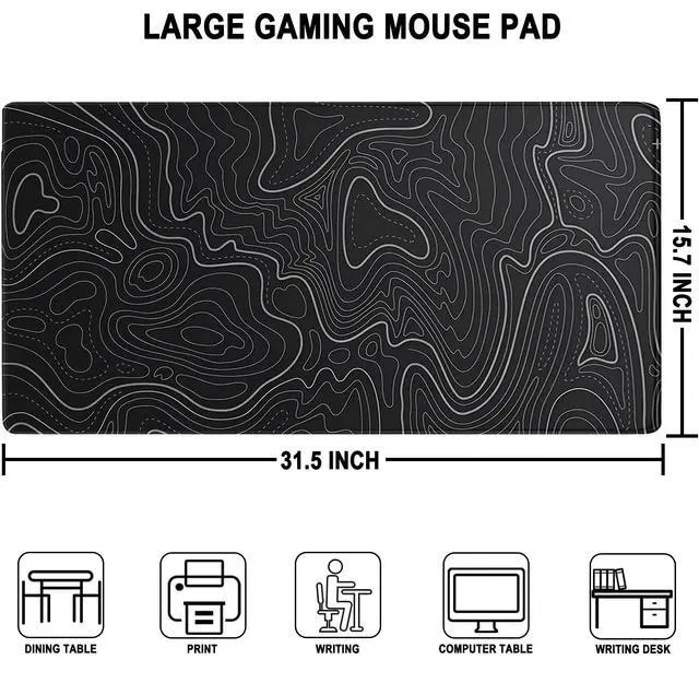 Alt view image 4 of 7 - Large Gaming Mouse Pad, Waterproof Extra Large Mousepad with Stitched Edges, 31.5" x 15.7" Non-Slip Rubber Base Office Big Long Keyboard Pad for Office Gamer Home XXL, Black