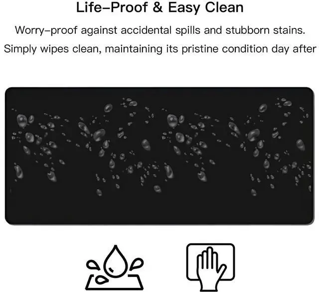 Alt view image 7 of 7 - Large Mouse Pad for Desk, XXL Non-Slip Long Extended Gaming Mouse Mat Protector with Waterproof Rubber Base Stitched Edges for Office, Computer, Keyboard, Laptop and Home (Pure Black)