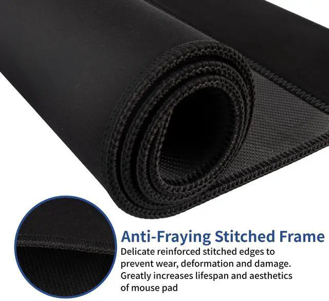 Alt view image 5 of 7 - Tongyanat 15W Large Gaming Mouse Pad with Superior Micro-Weave Cloth, Extended Desk Mousepad with Stitched Edges, Non-Slip Base, Water Resist Keyboard Pad for Gamer, Office & Home, 30 x 12 in, Black