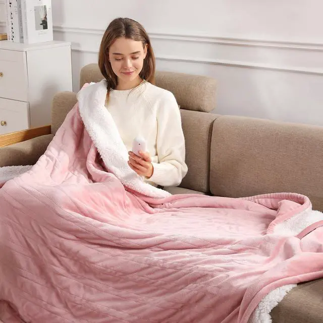 Main image of Heating Blanket Heated Throw Blanket 50''X60'' - Electric Throw Pink Ultra Warm Fluffy Electric Blanket for Recliner with 5 Heating Setting & 4 Hour Auto Off, ETL Certified & Overheat Protection