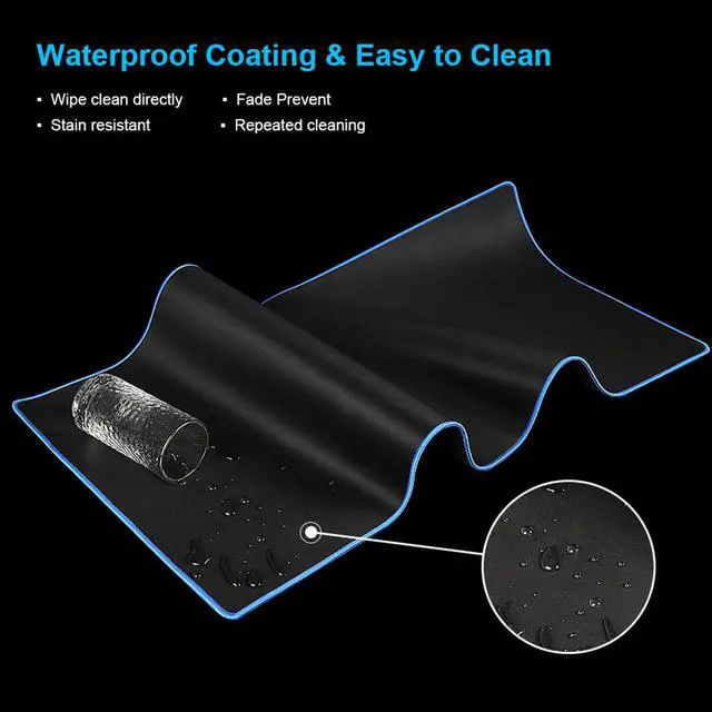 Alt view image 2 of 6 - Large Gaming Mouse Pad(35.4x15.7x0.16in), Black Thick Computer Extended Mousepad for Laptop, Smooth Keyboard Mat with Non Slip Rubber Base, Stable Desk Pad Blotter with Durable Stitched Edges