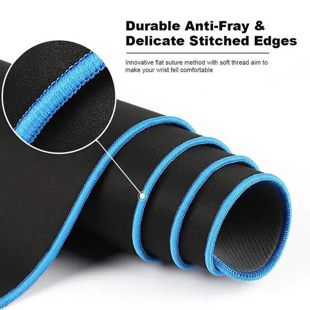 Alt view image 3 of 6 - Large Gaming Mouse Pad(35.4x15.7x0.16in), Black Thick Computer Extended Mousepad for Laptop, Smooth Keyboard Mat with Non Slip Rubber Base, Stable Desk Pad Blotter with Durable Stitched Edges