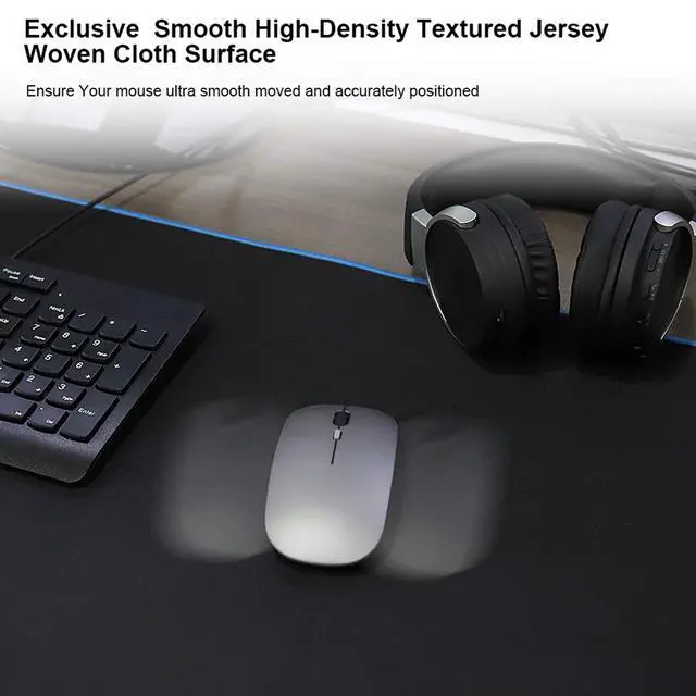 Alt view image 4 of 6 - Large Gaming Mouse Pad(35.4x15.7x0.16in), Black Thick Computer Extended Mousepad for Laptop, Smooth Keyboard Mat with Non Slip Rubber Base, Stable Desk Pad Blotter with Durable Stitched Edges