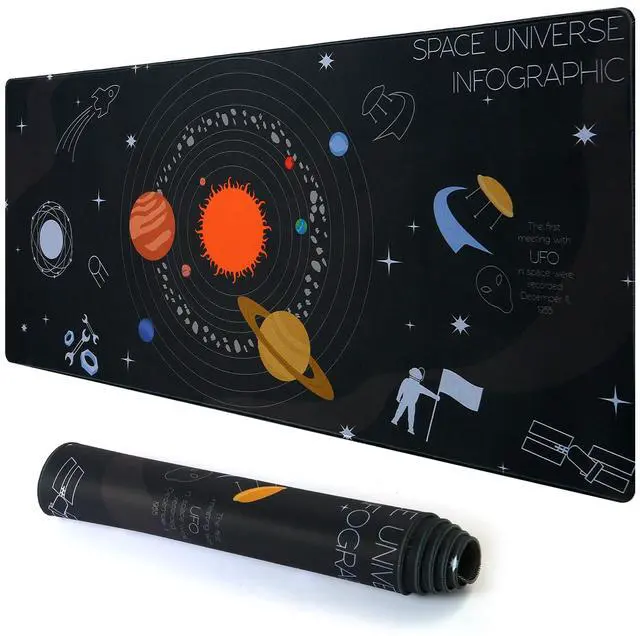 Main image of XXL Gaming Mouse Pad 35.4X 15.7Inches,Extra Large Non-Slip Rubber Base, 3mm Thick Waterproof Desk Mat for Keyboard & Mouse, Black Universe Design,Extended Mousepad for PC, Laptop, Home & Office