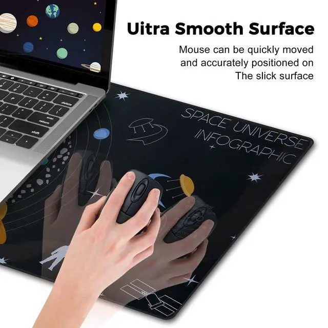 Alt view image 4 of 7 - XXL Gaming Mouse Pad 35.4X 15.7Inches,Extra Large Non-Slip Rubber Base, 3mm Thick Waterproof Desk Mat for Keyboard & Mouse, Black Universe Design,Extended Mousepad for PC, Laptop, Home & Office
