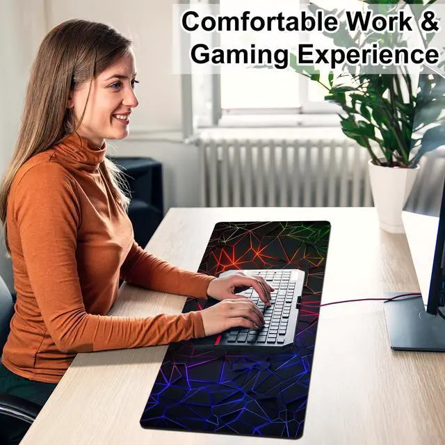 Alt view image 3 of 7 - Mouse Pad - Desk Pad Extended 31.5x11.8inch Large Mousepad 3D Computer Gaming Mouse Pad Desk Mat with Stitched Edges Non-Slip Rubber Base for Office/Home