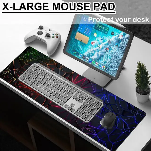 Alt view image 6 of 7 - Mouse Pad - Desk Pad Extended 31.5x11.8inch Large Mousepad 3D Computer Gaming Mouse Pad Desk Mat with Stitched Edges Non-Slip Rubber Base for Office/Home