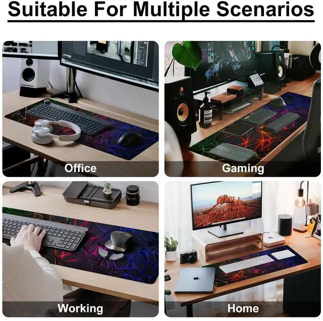 Alt view image 7 of 7 - Mouse Pad - Desk Pad Extended 31.5x11.8inch Large Mousepad 3D Computer Gaming Mouse Pad Desk Mat with Stitched Edges Non-Slip Rubber Base for Office/Home