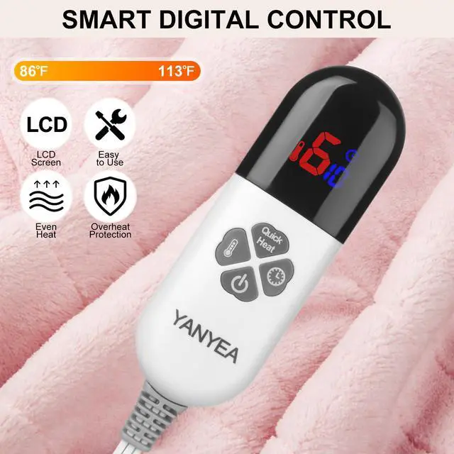 Alt view image 5 of 7 - YANYEA Electric Heated Throw Blanket Sherpa 50"x60" Pink Machine Washable 6 Heat Settings 4 Hours Auto Off Overheat Protection for Home Office Use