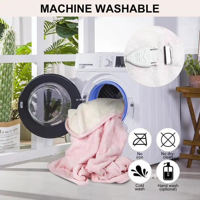 Alt view image 7 of 7 - YANYEA Electric Heated Throw Blanket Sherpa 50"x60" Pink Machine Washable 6 Heat Settings 4 Hours Auto Off Overheat Protection for Home Office Use