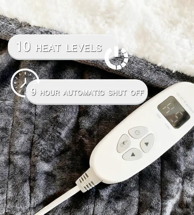 Alt view image 5 of 7 - COZYXWORLD Heated Electric Blanket Over Heated Protection Throws 9 Hours Auto Off ETL Certificated Blankets Grey 50×60