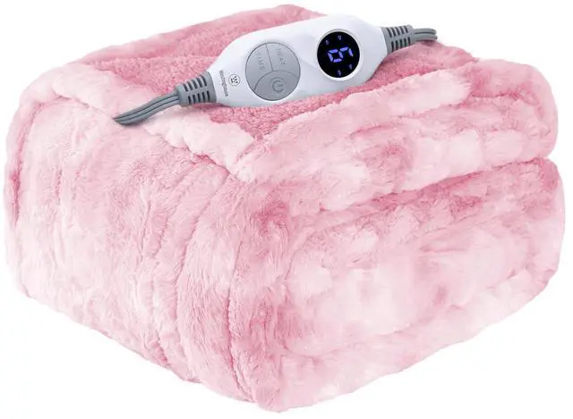 Main image of Westinghouse Electric Throw Blanket, Faux Fur Heated Blanket with 6 Heating Levels & 2-10 Hours Auto Off, Soft Cozy Sherpa Heated Blanket Washable Blanket (50" x 60" Throw Size, Pink)