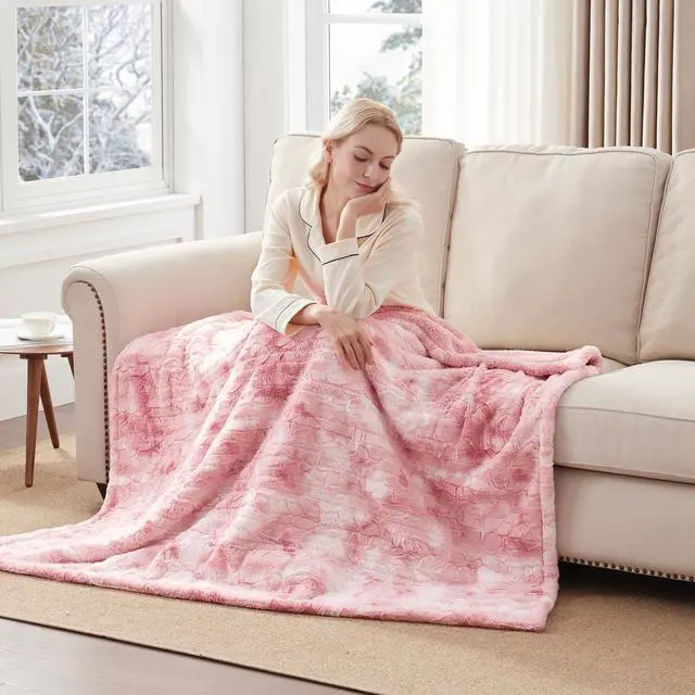 Alt view image 3 of 7 - Westinghouse Electric Throw Blanket, Faux Fur Heated Blanket with 6 Heating Levels & 2-10 Hours Auto Off, Soft Cozy Sherpa Heated Blanket Washable Blanket (50" x 60" Throw Size, Pink)