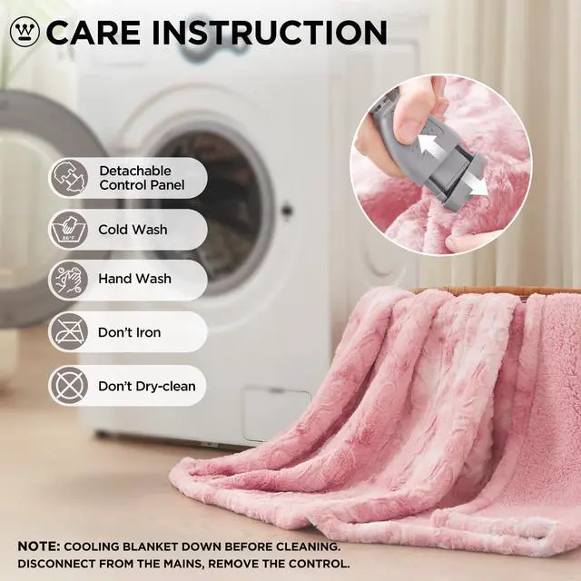 Alt view image 7 of 7 - Westinghouse Electric Throw Blanket, Faux Fur Heated Blanket with 6 Heating Levels & 2-10 Hours Auto Off, Soft Cozy Sherpa Heated Blanket Washable Blanket (50" x 60" Throw Size, Pink)