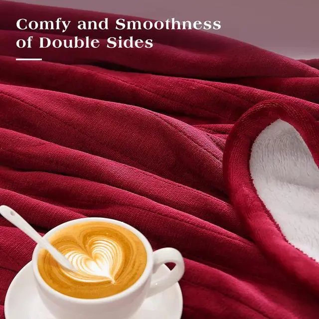 Alt view image 4 of 7 - Electric Heated Throw Blanket 50" x 60", Soft Flannel Throw Blanket with 4 Heating Levels & 4 Hours Auto Off, Machine Washable for Home Office Use