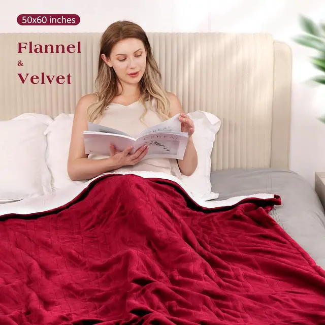 Alt view image 2 of 7 - Electric Heated Throw Blanket 50" x 60", Soft Flannel Throw Blanket with 4 Heating Levels & 4 Hours Auto Off, Machine Washable for Home Office Use