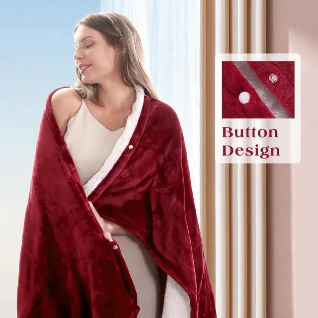 Alt view image 5 of 7 - Electric Heated Throw Blanket 50" x 60", Soft Flannel Throw Blanket with 4 Heating Levels & 4 Hours Auto Off, Machine Washable for Home Office Use